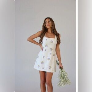 MARBLE Elora Embroidered Mini Dress